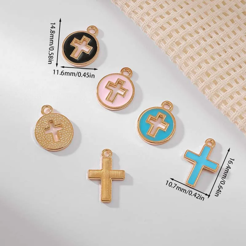 10 Pcs/Package 16.6*19.9Mm 21.5*15.9Mm Aluminum-Magnesium Alloy Kc Gold Cross Jewelry Accessories Pendant