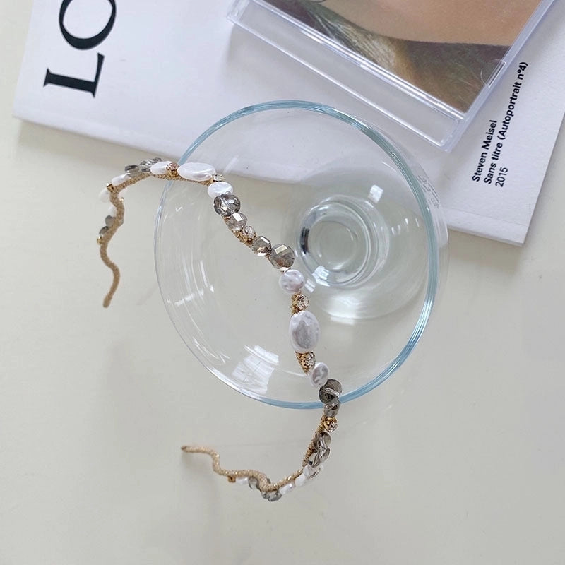 South Korea’s New Crystal Full Diamond Headband Summer Simple Hair Hole Steel Ring Thin Edge Headband