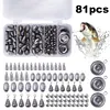 81PCS Egg Fishing Tackle Set Line Sinkers Hook Connector for Bass Fishing Tackle