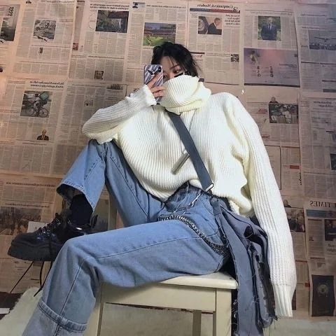 Turtleneck Sweater Women Winter Long Sleeve Thickening Pullovers Female Warm Oversize Fashion Ulzzang Knitted Sweat Mujer