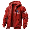 Men's Vintage American Flag Patriotic Fleece Pocket Full Zip Long Sleeve Hoodie Jacket by Inlyline