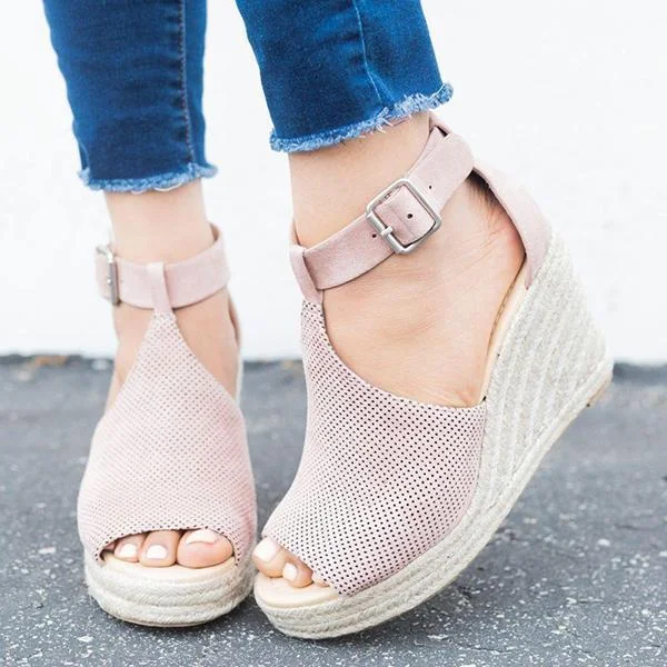 Wedges Adjustable Buckle Sandals