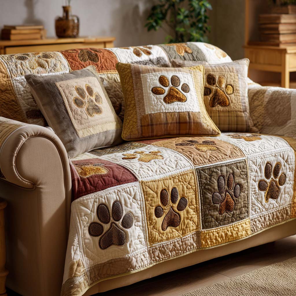 Cozy Paw Quilted Sofa Cover NCU0NT11722 everthome