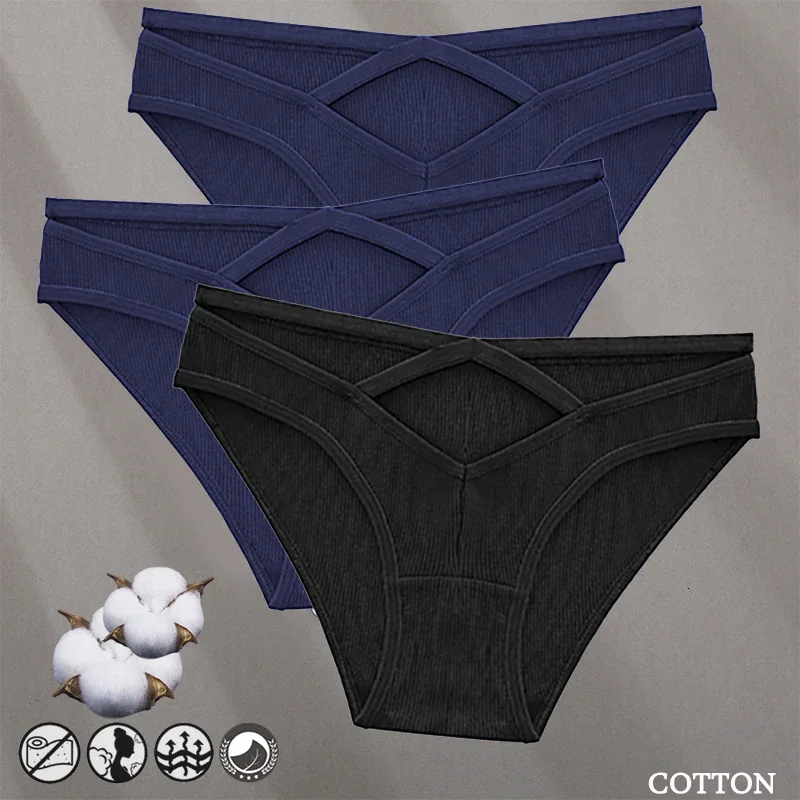 Billionm Women Sexy Cotton Underwear V-Waist Hollow Out Panties Briefs Solid Color Intimates Lingerie Female Comfortable Panty