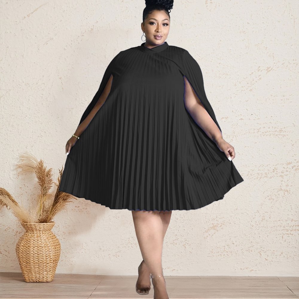 QJONG Women Red Dress Loose Cloak Sleeve Pleat Party Event Sexy Occasion Birthday African Large Plus Size Ladies Female Vestidos Robes