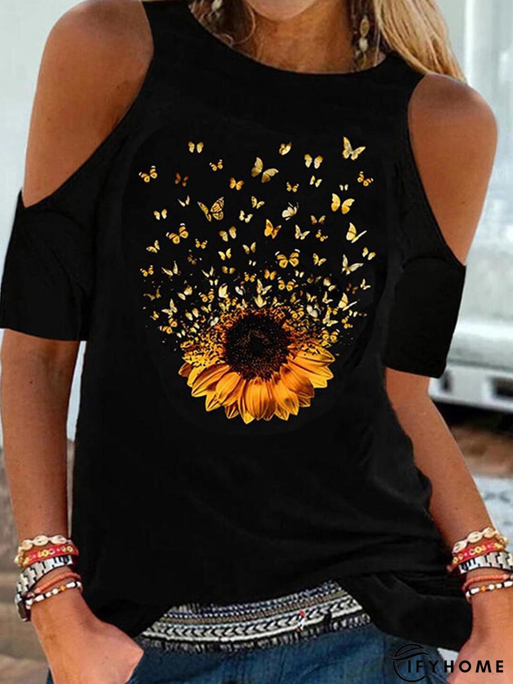 Crew Neck Short Sleeve Shift Statement Tops | IFYHOME