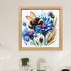 Bumble Cornflower Bee Glass Bead Partial 11CT DIY Stamped Cross Stitch Kits for Beginners Adults Home Decor Cross Stitch Art and Crafts Kits 14.04x14.04in