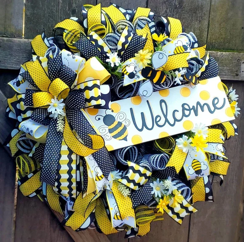 🐝Spring Summer Bee Porch decor wreath 
