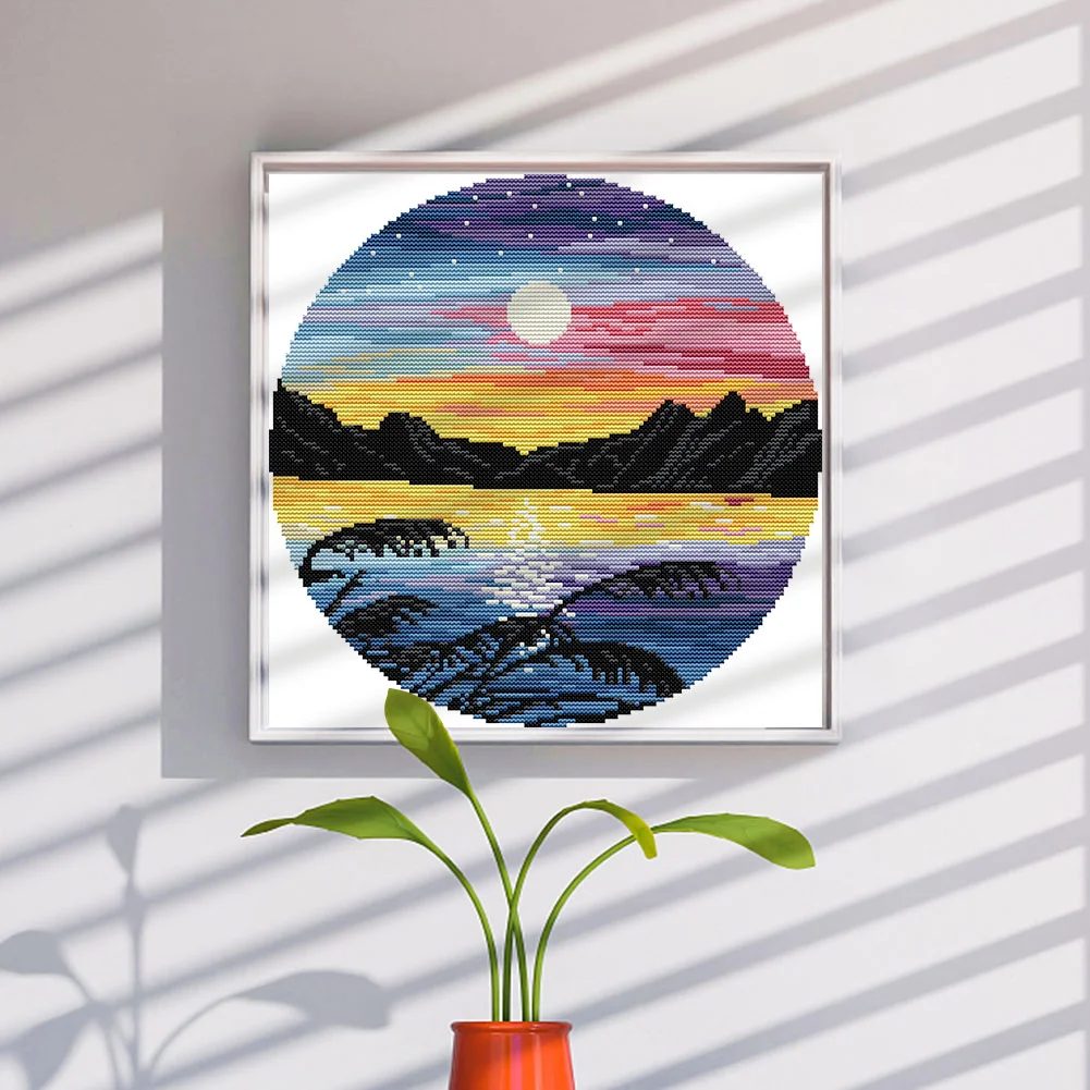 14CT Partial Printed Cross Stitch - Sunset(31*31cm)