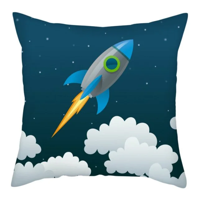 Linen Pillow Case - Astronaut Rocket