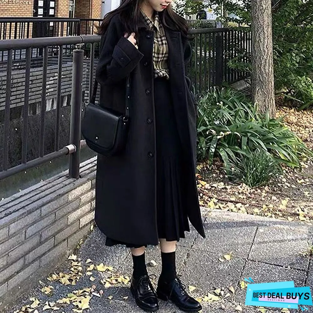 Autumn and Winter Black Long Coat Thickening