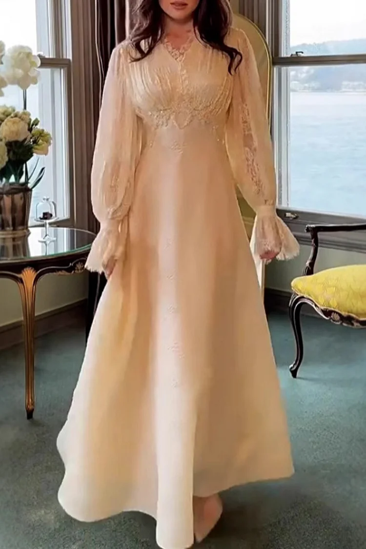 chinese dress ladies Gothic Women's Lace Patchwork Dresses With Flare Sleeve main image 0
