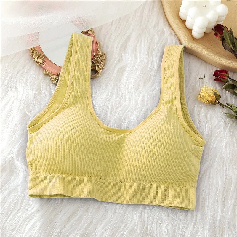 FINETOO Seamless Tops Set High Waist Panties Women Wireless Underwear Suit Soft Padded Bras Set S-XL Backless Bralette Lingerie