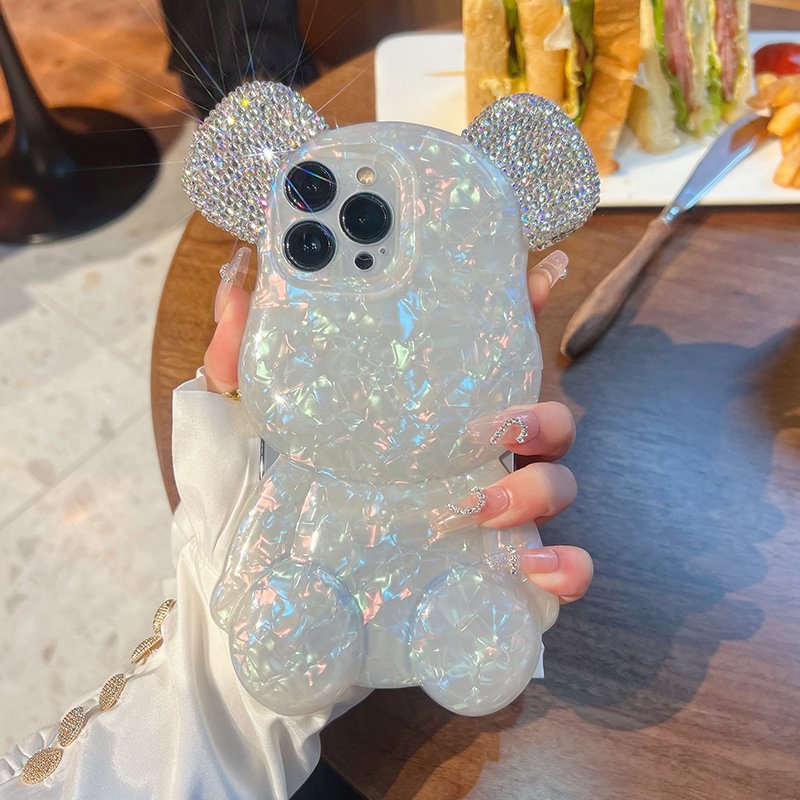 Luxury Bling Rhinestone 3D Bear shatterproof case for iPhone