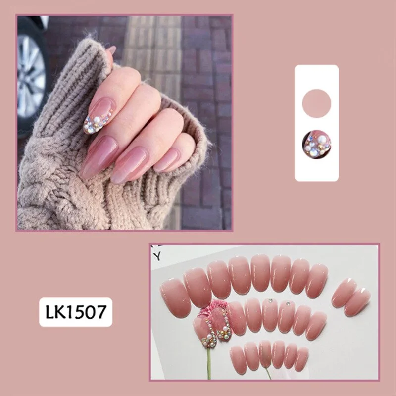 24pcs Butterfly Print Nails Patch Glue Type Long Paragraph Fashion Manicure Patch False Nails Save Time Nail Patch New SANA889-Nail Inspo
