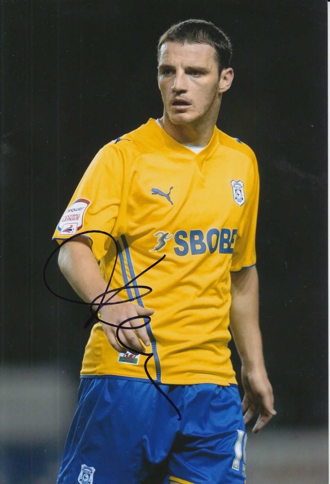 CARDIFF CITY HAND SIGNED JASON KOUMAS 12X8 Photo Poster painting.