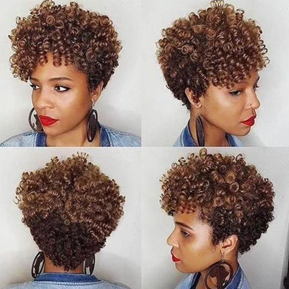 Sassy African American Short Spiral Curly Wig for Black Women
