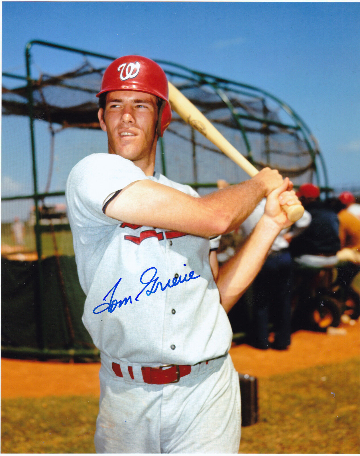 TOM GRIEVE WASHINGTON SENATORS ACTION SIGNED 8x10