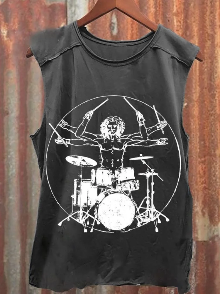 Unisex Westward Retro Rock Music Print Casual Tank Top