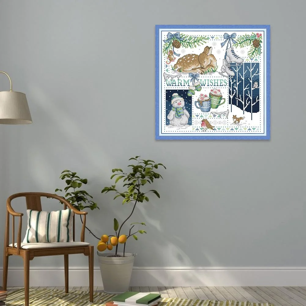 14ct Stamped Cross Stitch - Xmas Fawn(32*32cm)