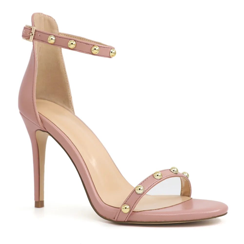 3.94" Women's Rivets Heels Party Wedding Daily Pink Sandals-vocosishoes