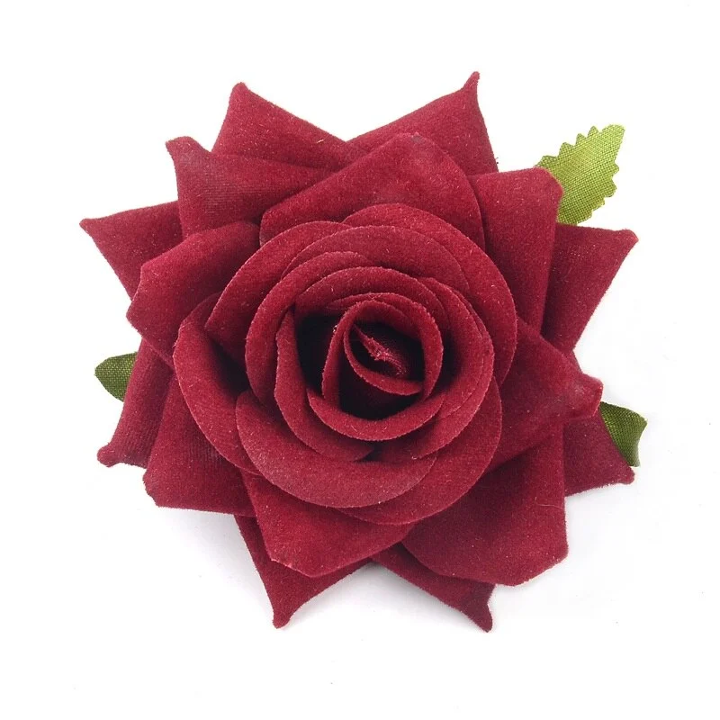 100pcs 6cm Flannel Corner Rose Artificial Flower Heads For Home Wedding Car Decorative DIY Scrapbooking Fake Flower Wall Crafts