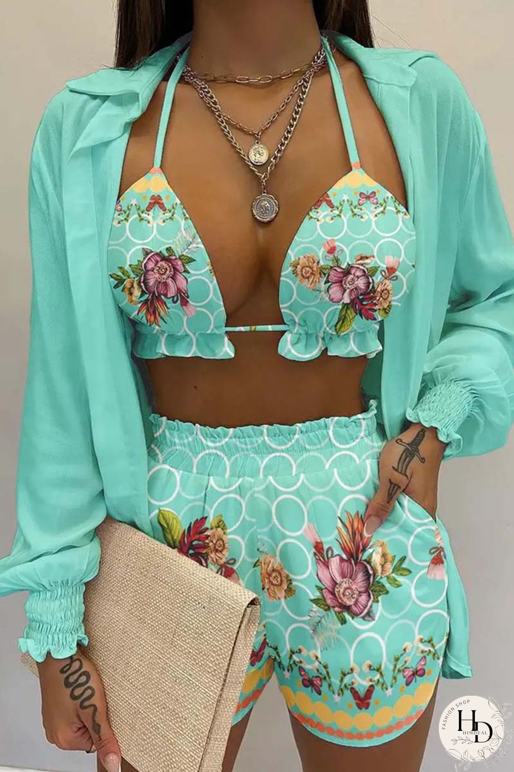 White Sexy Casual Print Solid Basic Long Sleeve Three Piece Set