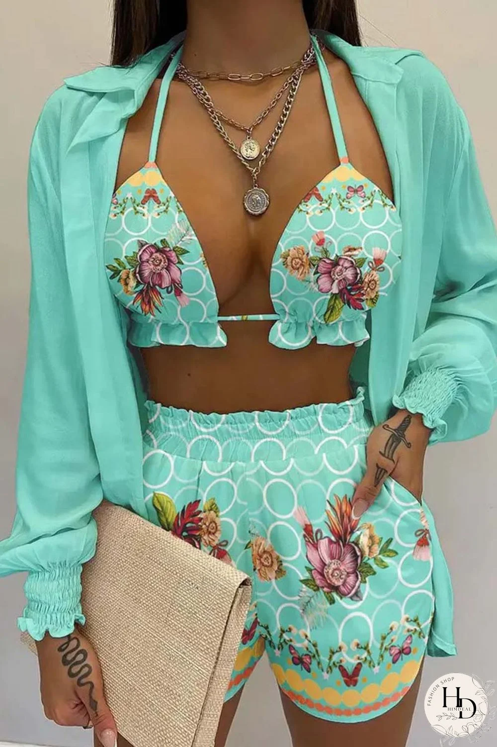 White Sexy Casual Print Solid Basic Long Sleeve Three Piece Set