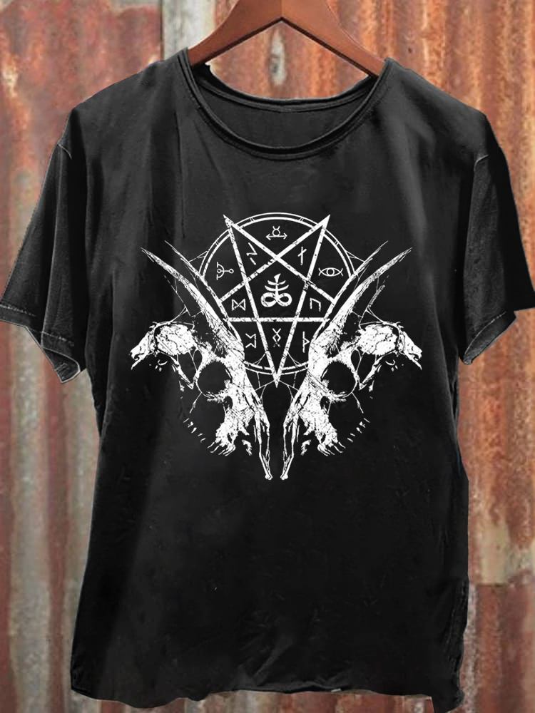 Vintage Satan Print Casual T-Shirt / Rvogue / Rvogue