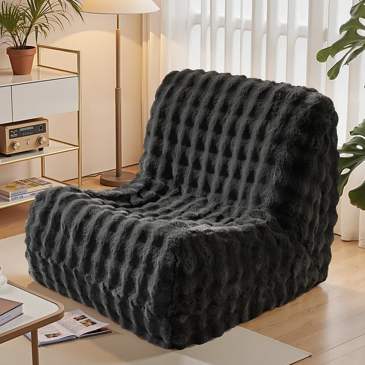 Shopicco Luxurious Fluffy Faux Fur Bean Bag Couch