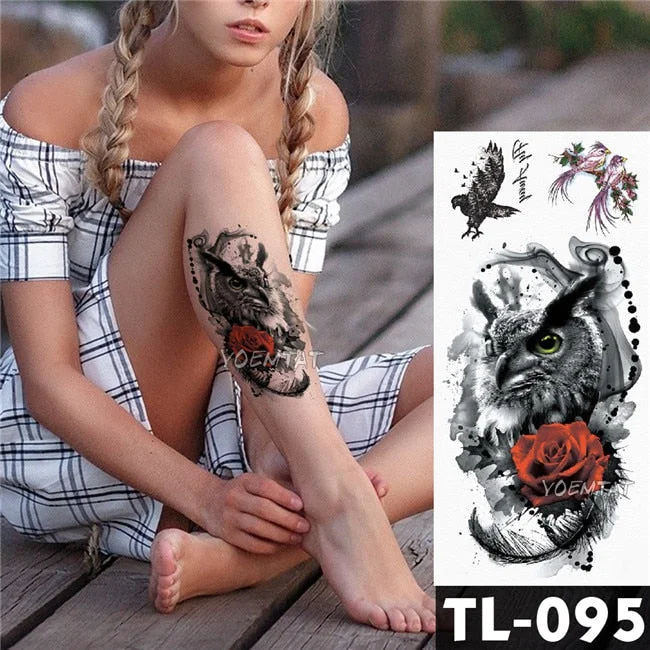 Water Transfer Dark Splash Ink Realistic Roses Temporary Tattoo Sticker Arm Leg Back Pattern Body Art Waterproof Fake Tattoo 515