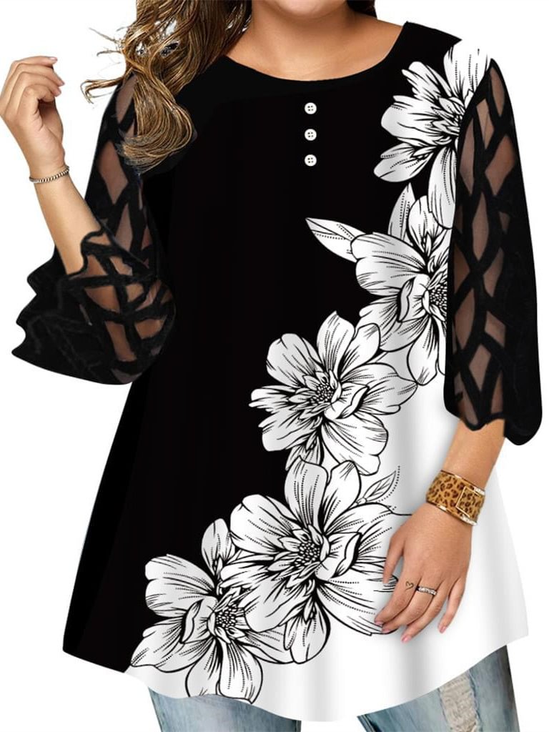Women Half Sleeve Scoop Neck Floral Printed Top