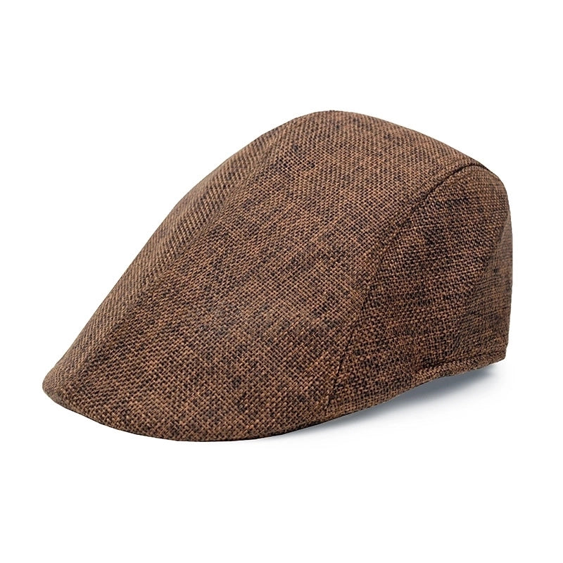Men’s Retro British Style Solid Color Curved Eaves Beret Hat