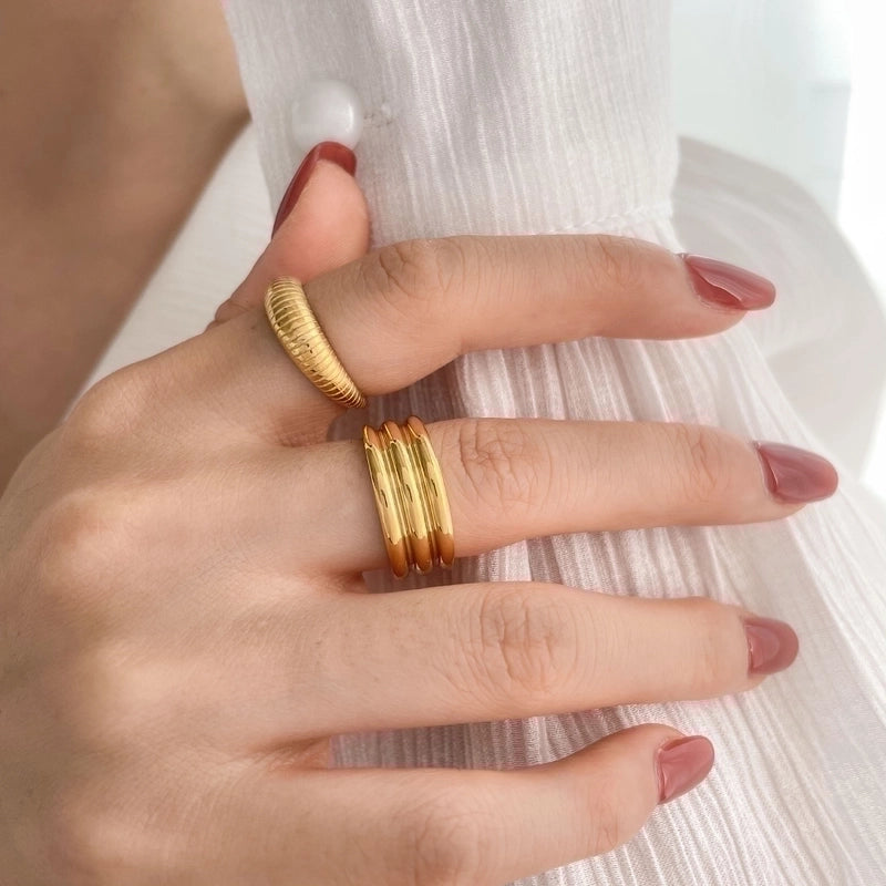 Minimalist Solid Color Titanium Steel Plating Gold Plated Rings