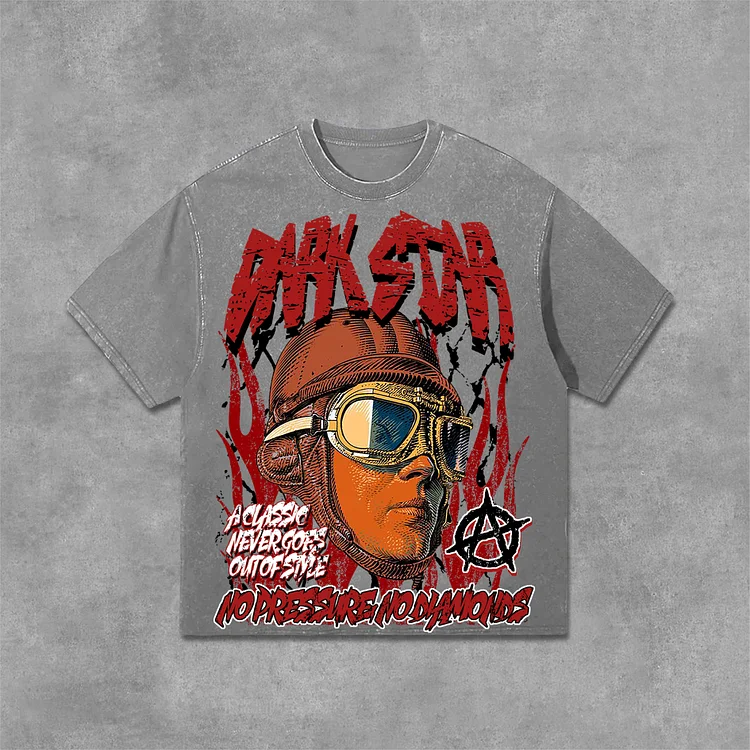 Vintage Darkstar Fun Portrait Graphic Print Acid Washed T-Shirt SOPULA