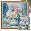 Shell Flowers-11CT Stamped Cross Stitch 40*40cm/15.75*15.75in tapestrymarket