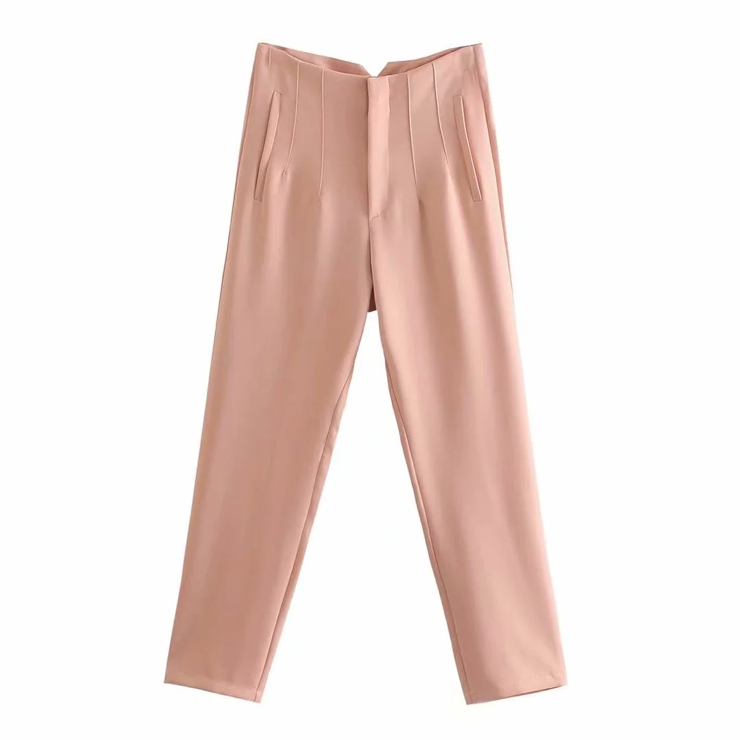 Female Chic Candy Color Office Professional Mujer Pants Fashion Harajuku All-match Slim High-waist Women's Trousers