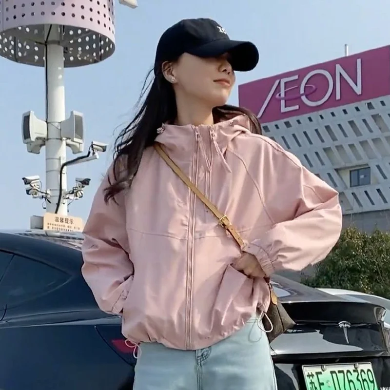 Toloer Hooded Storm Coat Female Short Style 2024 Spring And Autumn New Small Hot Style Casual Versatile Double Zipper Top-Outfit Ideas