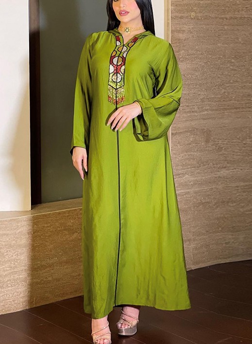 Women's Hand-beaded Tassel Lace Lace Long Sleeve with Hood Kaftan | Oxredo Shop Ramadan Sale