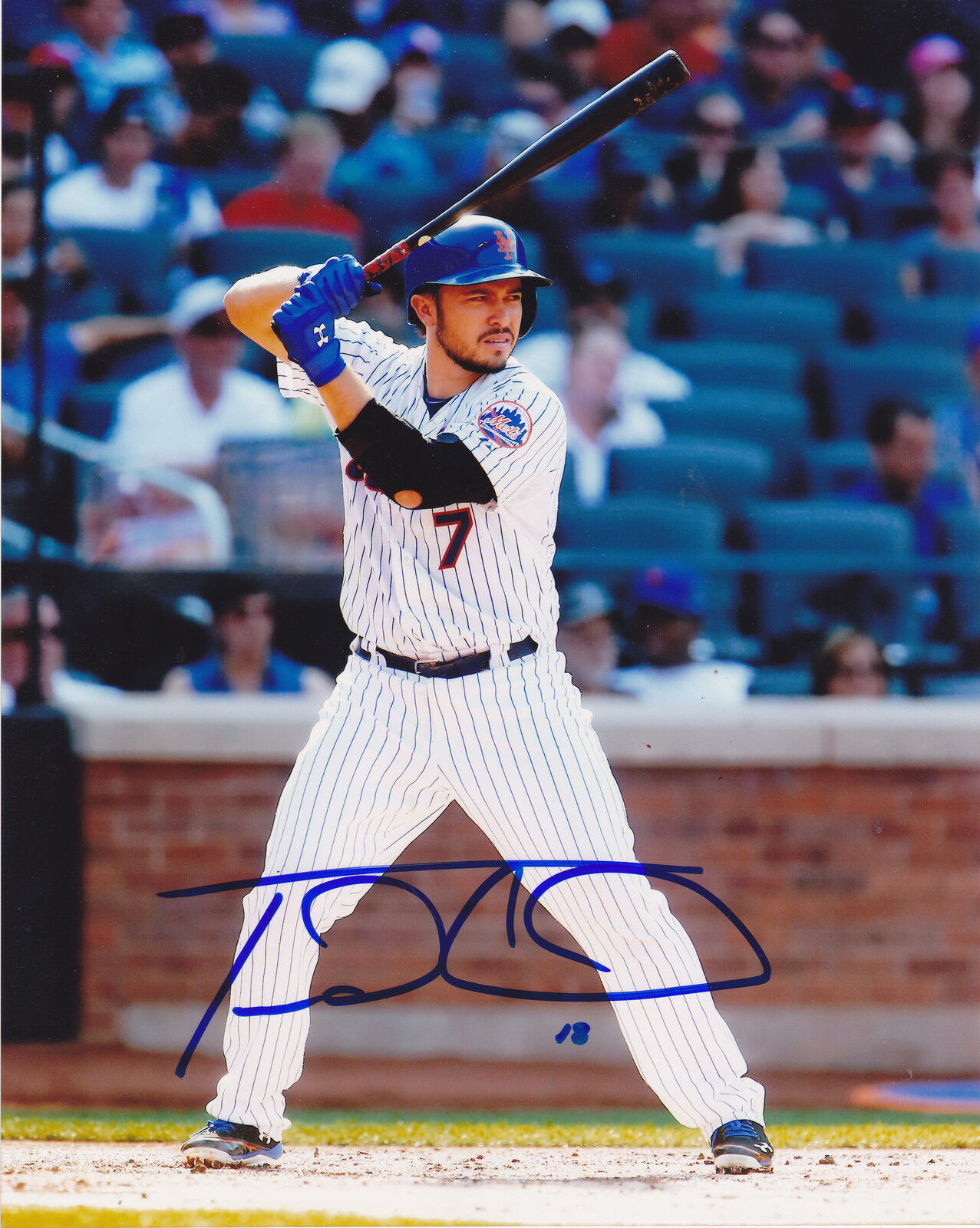 TRAVIS D'ARNAUD NEW YORK METS ACTION SIGNED 8x10