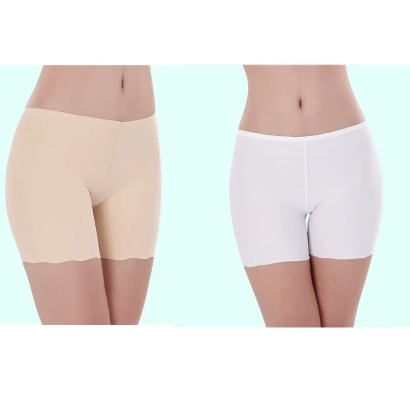 2PCS Ice Silk Safety Panties Seamless Pantiesant Mid-Waist Interior Femenina Women Comfortable Anti-Exposure Large Stretch Boxer