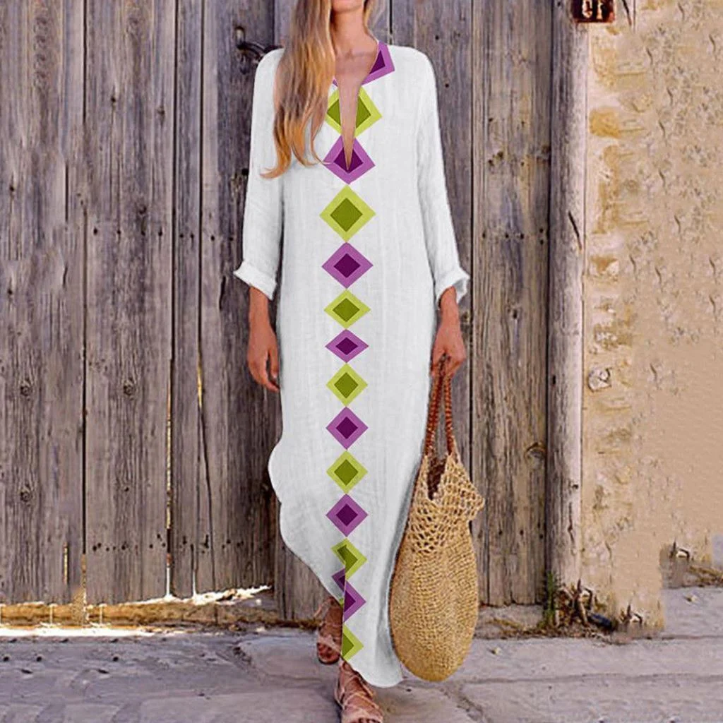 Loose V-neck split Maxi Dress