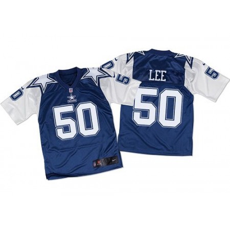Cowboys #50 Sean Lee Navy Blue/White Throwback Men's Stitched NFL Elite Jersey