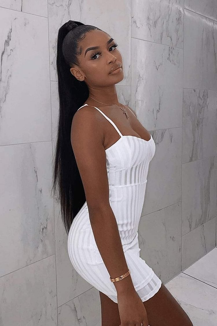 white strappy bodycon dress