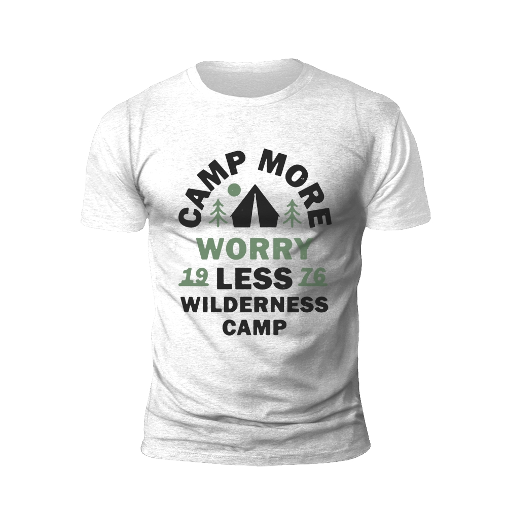 Camp More, Worry Less: Wilderness Retreat T-shirt