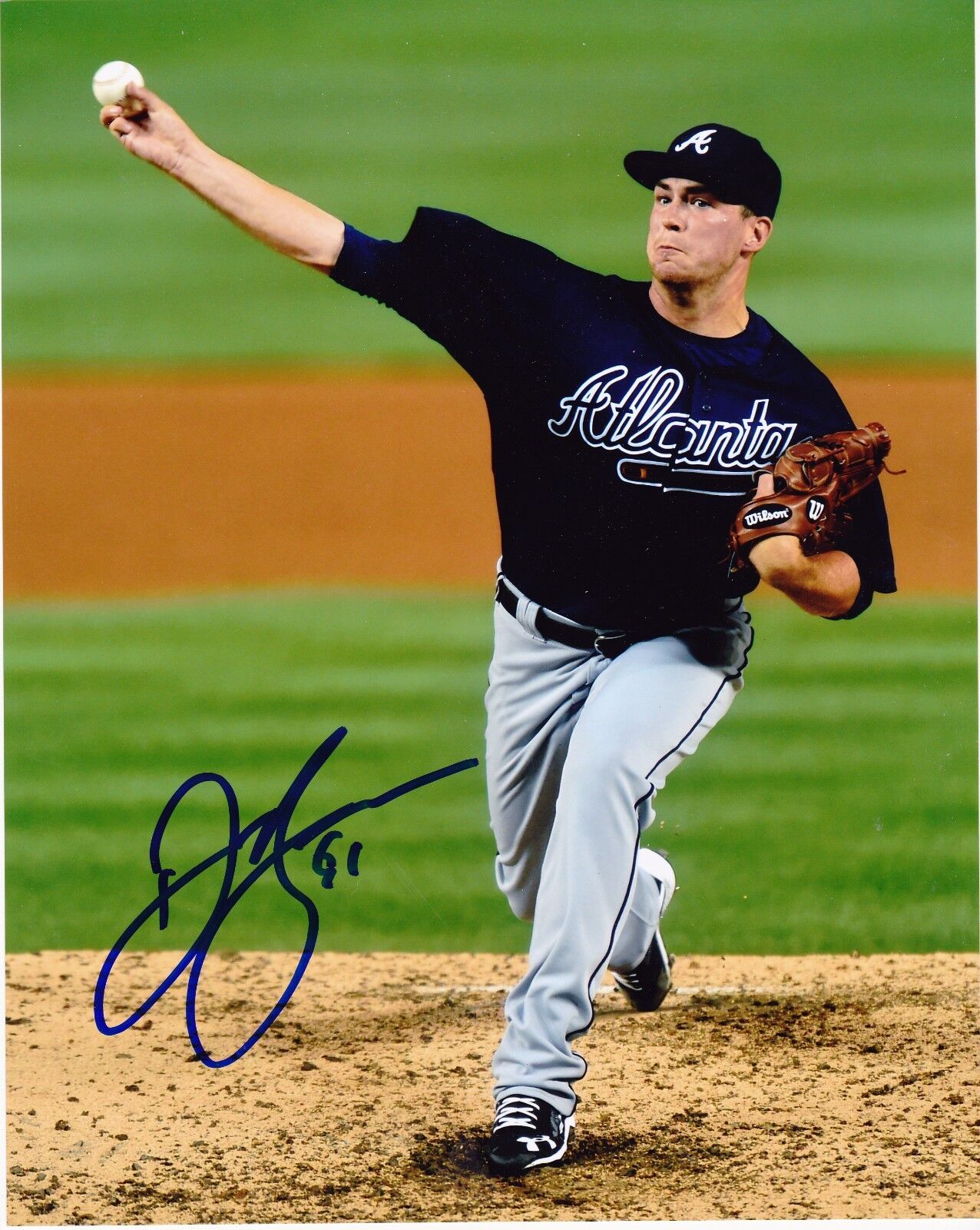 DANNY BURAWA ATLANTA BRAVES ACTION SIGNED 8x10