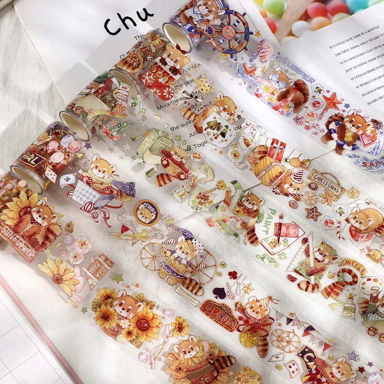 JOURNALSAY 5/6 Rolls/Set Transparent PET Washi Tape 2m Cute Journal DIY  Scrapbooking