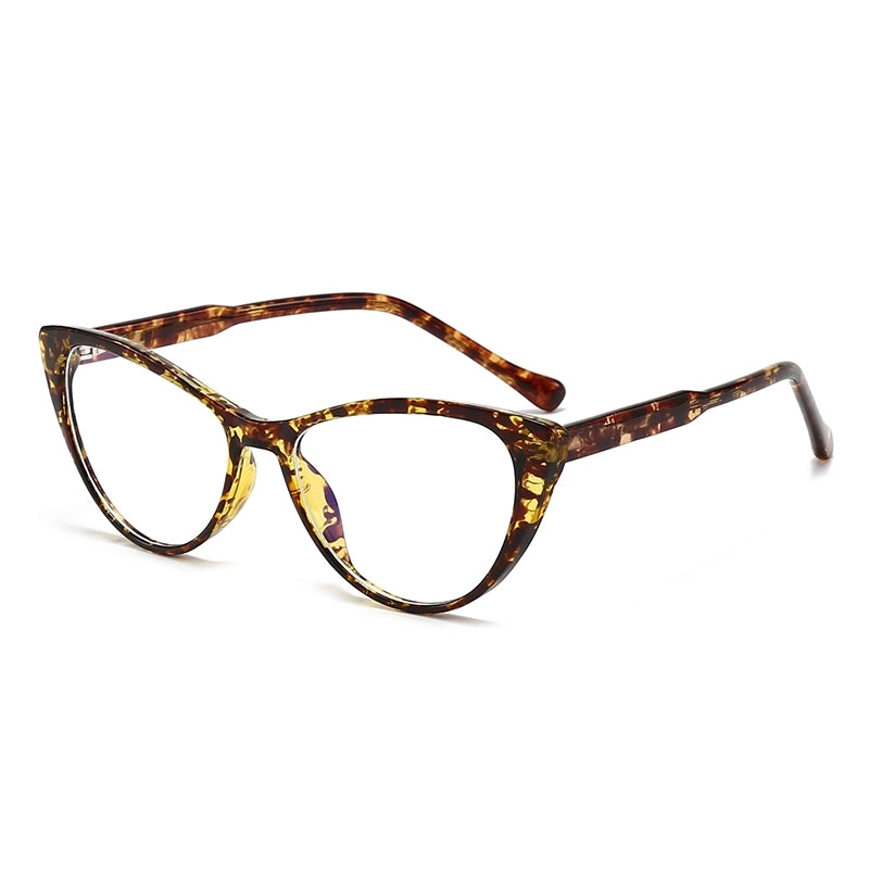 Retro Pastoral Color Block Pc Cat Eye Full Frame Optical Glasses