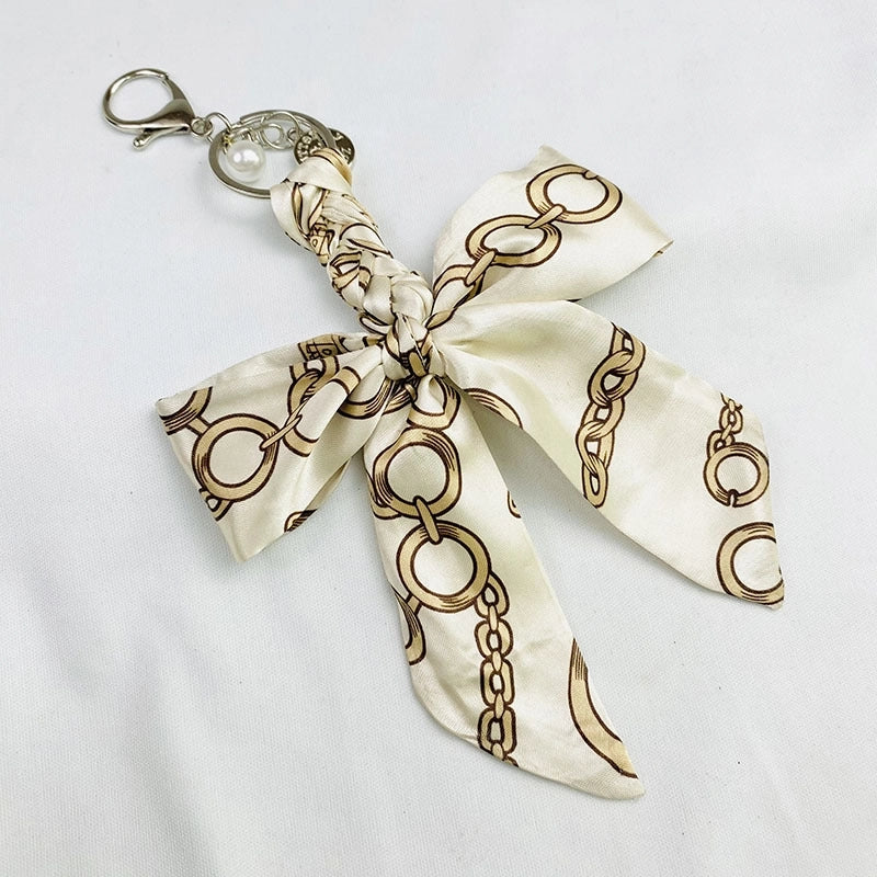 Sweet Minimalist Bow Knot Cloth Metal Unisex Bag Pendant Keychain