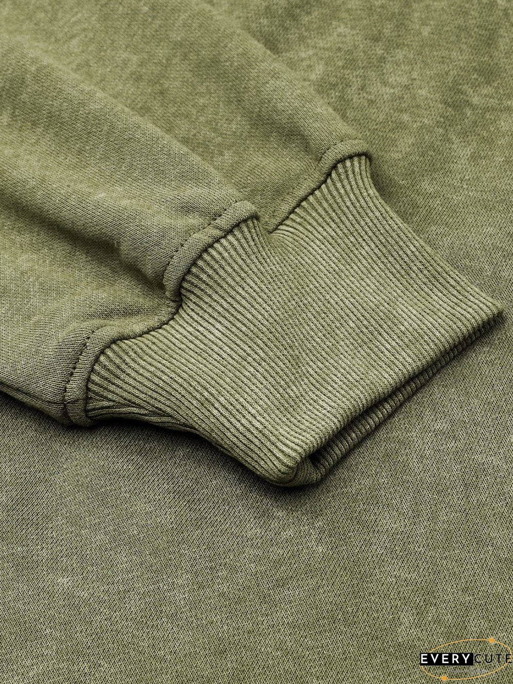 Green Vintage Drop Shoulder Round Neck Pullover Sweatshirt